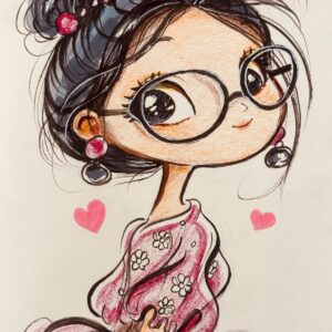 Cute Girl Doodle Art: Easy Sketching & Coloring Fun!