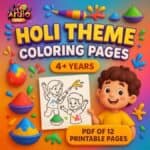 Holi Theme Coloring Pages I 12 Printable Pages