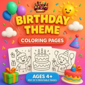 Birthday Theme Coloring Pages I 5 Printable Pages