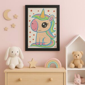 The Smiling Unicorn: Magic in Every Hue | A4 | With Frame | By Leena Bandil