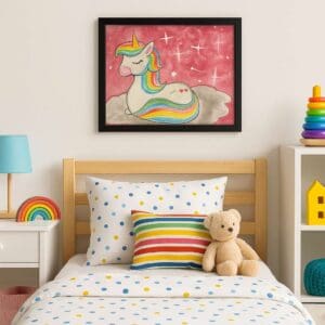Dreamy Rainbow Unicorn Painting | A4 Size Handmade Artwork to Brighten Up Your Child’s World