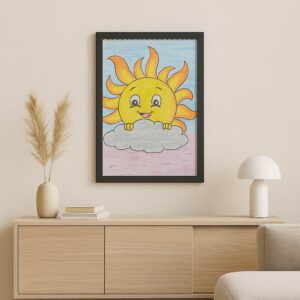 The Happy Sun Painting | A4 Size Handmade Artwork to Brighten Up Your Child’s World