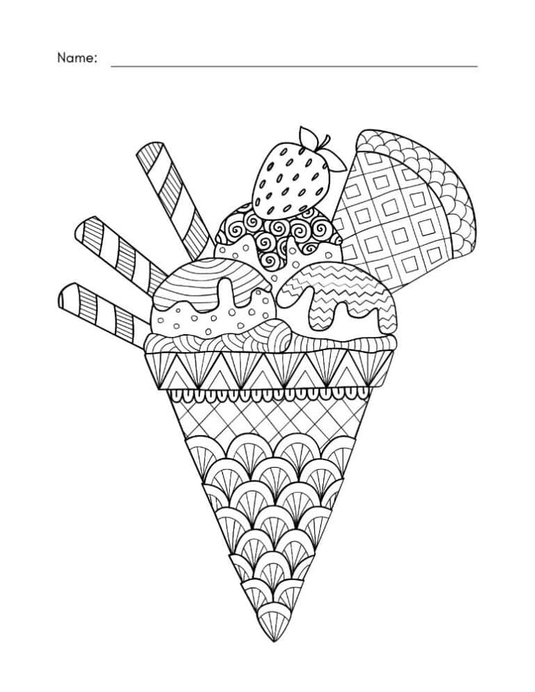 Ice Cream Mindfulness Colouring Pages For Kids Pdf Of 8 Printable