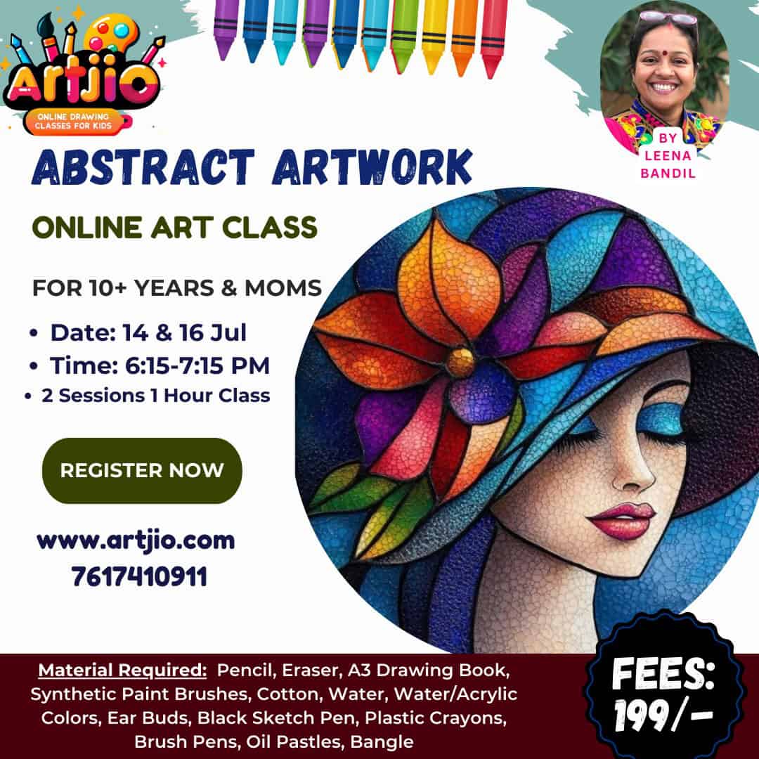 Abstract Artwork Live Workshop For 10+ Years And Moms | 14 & 16 July | 6:15-7:15 PM
