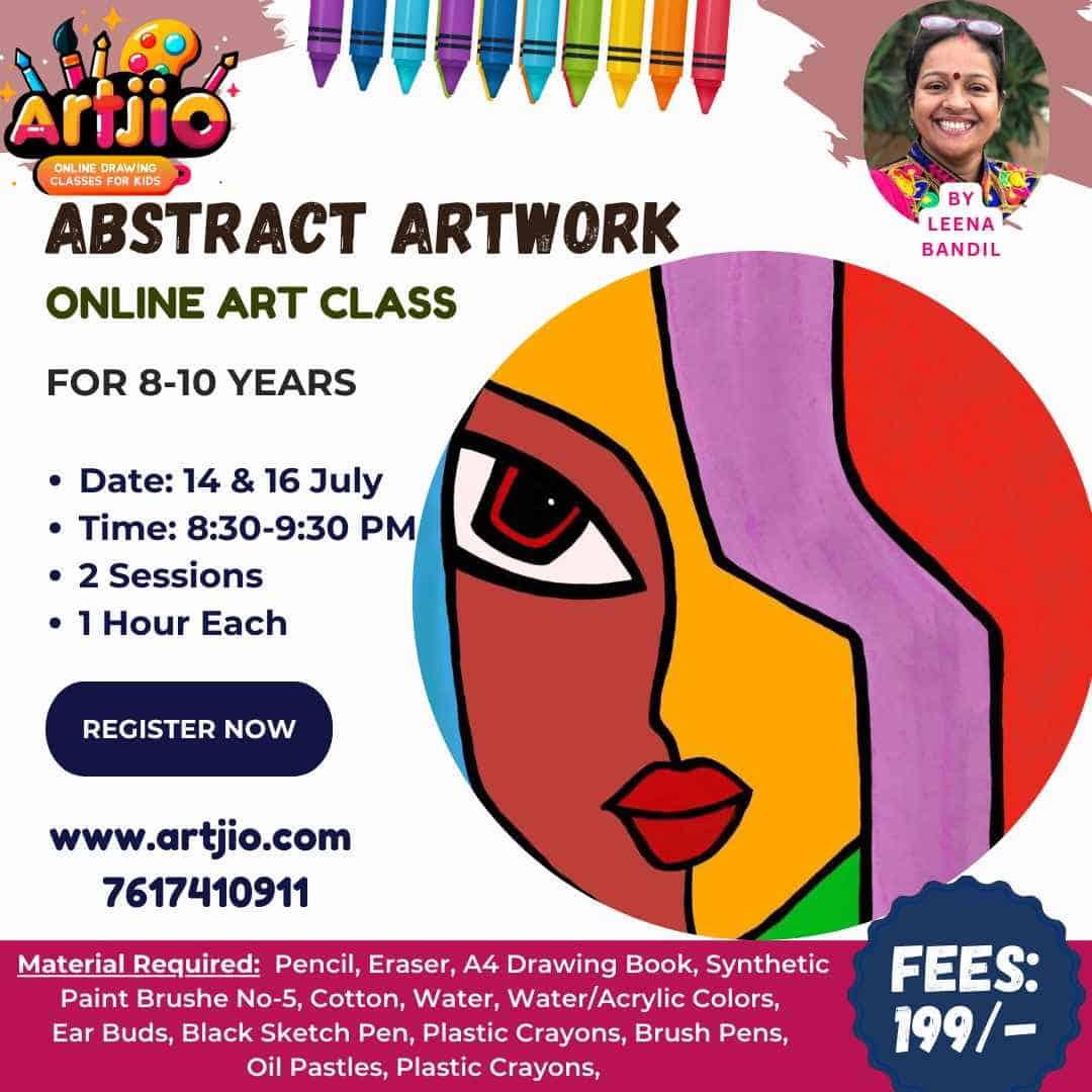 Live Abstract Art Workshop For 8-10 Years | 14 & 16 July | 8:30-9:30 PM