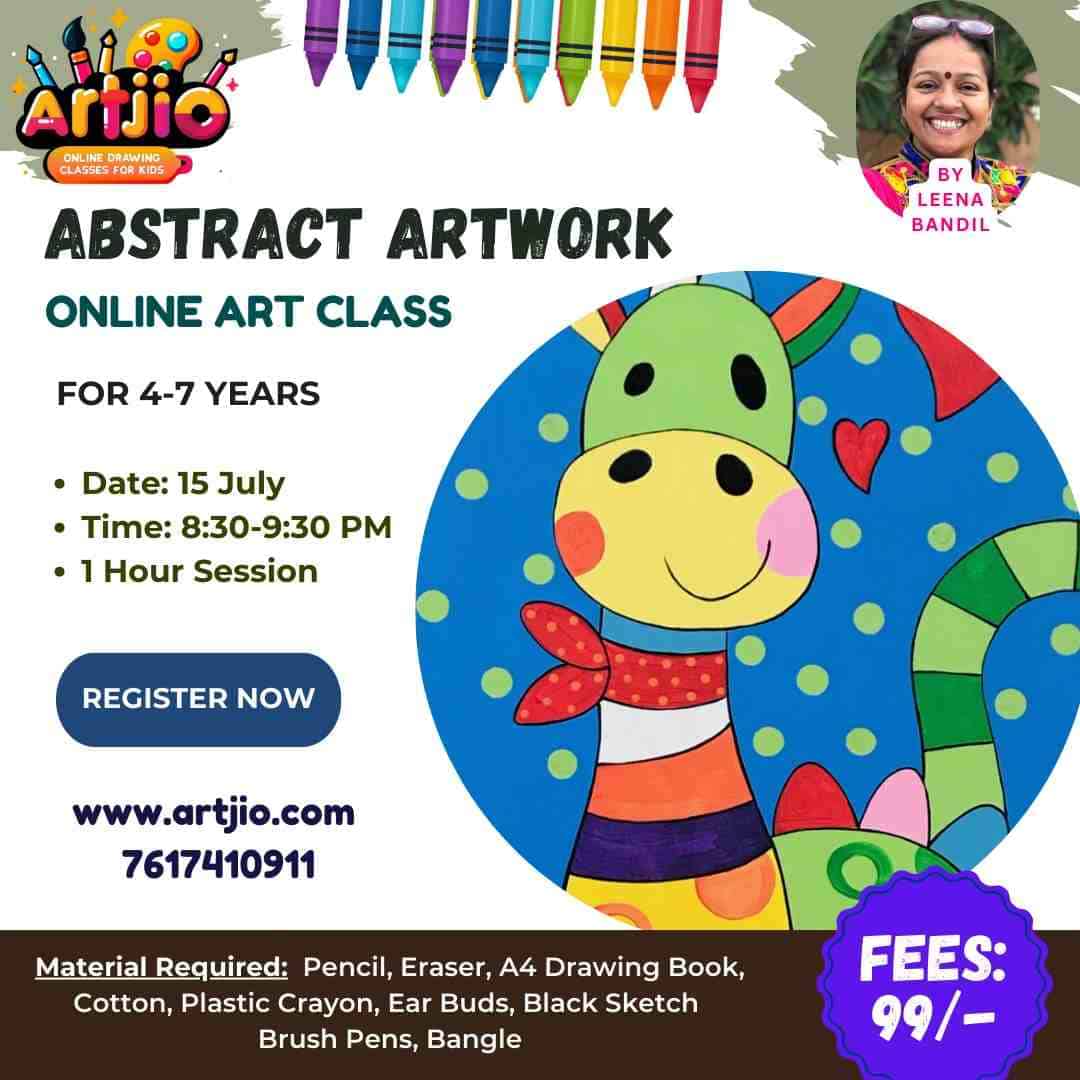 Live Abstract Art Workshop For 4-7 Years | 15 July | 8:30-9:30 PM