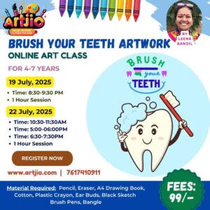Live Brush Your Teeth Artwork Workshop For 4-7 Years | 1 Day Session | 19 July | 22 July