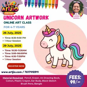 Unicorn Artwork Live Workshop For 4-7 Years | 1 Day Session | 26 July | 29 July