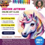 Unicorn Artwork Live Workshop For 10+ Years & Moms | 2 Day Session | 18 & 20 Aug | 20 & 22 Aug