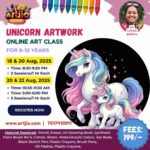 Unicorn Artwork Live Workshop For 8-10 Years | 2 Day Session | 18 & 20 Aug | 20 & 22 Aug