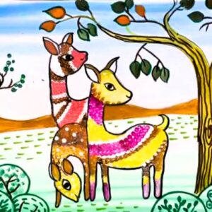 Gond Style Deer Artwork | 2 Hr | Pre-Recorded | 10+ Years & Moms