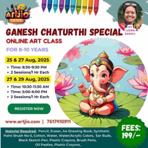 Ganesh Chaturthi Special Artwork Live Workshop For 8-10 Years | 2 Day Session | 25 & 27 Aug | 27 & 29 Aug