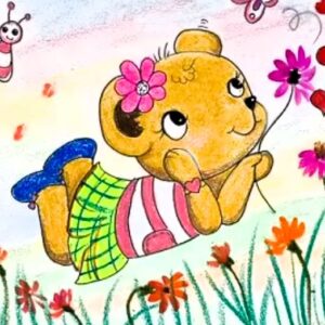 Teddy Bear In Flower Garden Artwork | 2 Hr | Pre-Recorded | 10+ Years & Moms