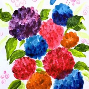 Thumb Painting Flower Garden Artwork | 1 Hr | Pre-Recorded | 10+ Years & Moms