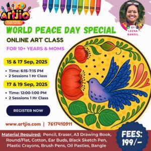 World Peace Day Special Artwork Live Workshop For 10+ Years & Moms | 2 Day Session | 15 & 17 Sep | 17 & 19 Sep