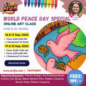 World Peace Day Special | Artwork Live Workshop For 8-10 Years 2 Day Session | 15 & 17 Sep | 17 & 19 Sep