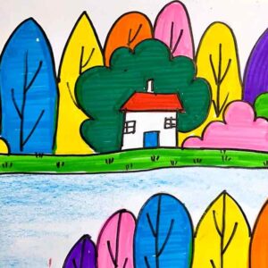 Lakeside Cottage Abstract Artwork | 45 Min | Pre-Recorded | In Hindi | 4-7 Years