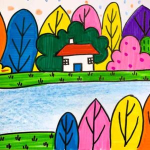 Dreamy Lakeside Cottage Abstract Artwork | 1 Hr | Pre-Recorded | 4-7 Years