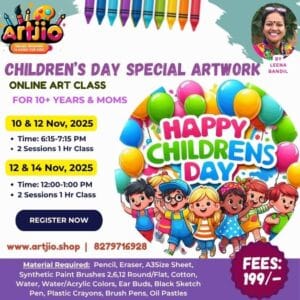 Children's Day Artwork Live Workshop For 10+ Years & Moms | 2 Day Session | 10 & 12 November | 12 & 14 November