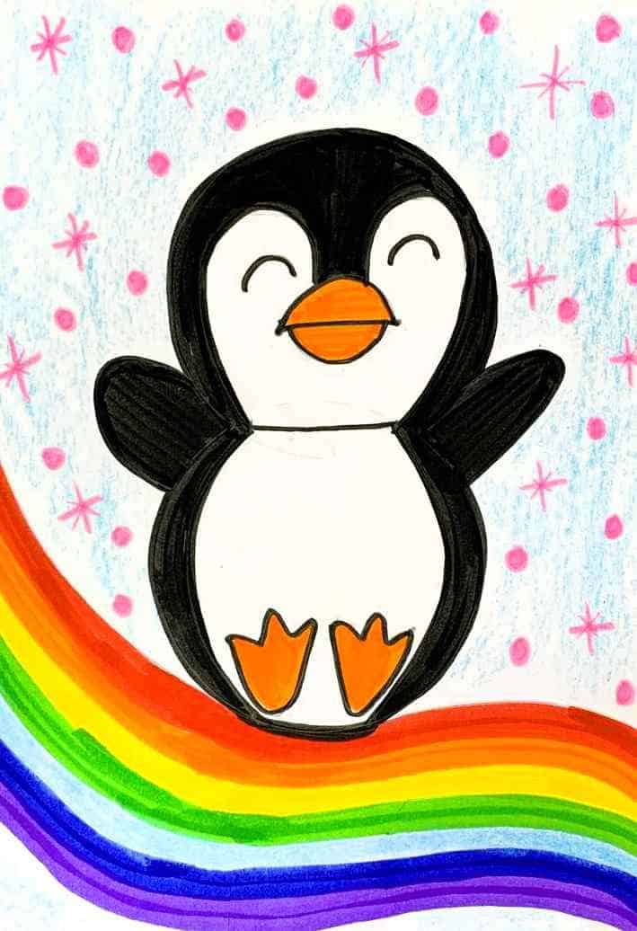 Penguin On Rainbow Artwork | 1 Hr | Pre-Recorded | 4-7 Years