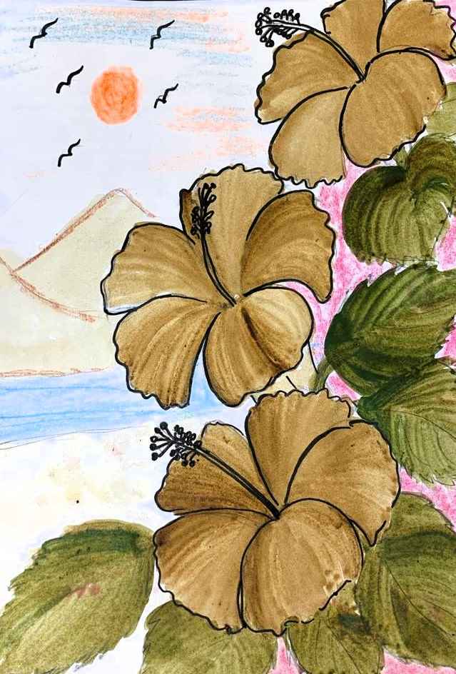 Hibiscus- Coffee Painting Artwork | 2 Hr | Pre-Recorded | 8-10 Years