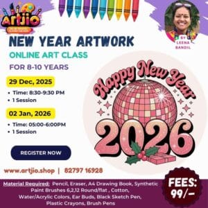 New Year Artwork Live Workshop For 8-10 Years | 1 Day Session | 29 Dec | 02 Jan