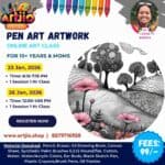 Pen Art Artwork Live Workshop For 10+ Years & Moms | 1 Day Session | 23 Jan | 26 Jan