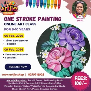 One Stroke Painting Artwork Live Workshop For 8-10 Years | 1 Day Session | 06 Feb | 09 Feb