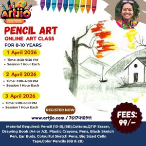 PENCIL ART Artwork Live Workshop For 8-10 Years | 1 Day Session | 1 April | 2 April | 3 April
