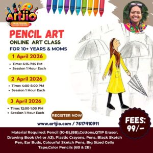 PENCIL ART Artwork Workshop For 10+ Years & Mom’s | 1 Day Session | 1 April | 2 April | 3 April
