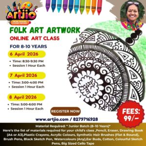 FOLK ART Artwork Live Workshop For 8-10 Years | 1 Day Session | 6 April | 7 April | 8 April